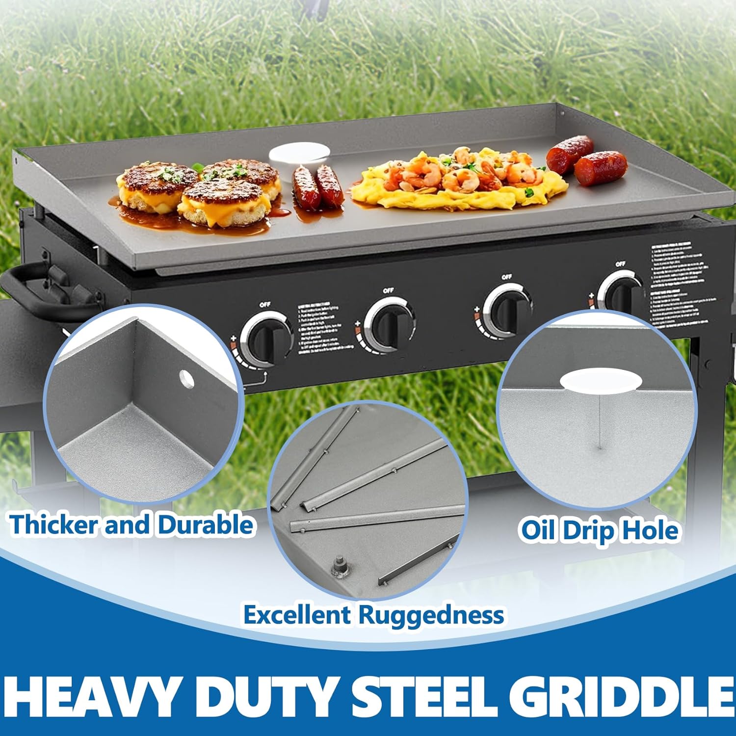 Griddle Replacement Top 36 Inch Heavy-Duty Steel Gray