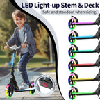 V8 Folding Kick Scooter Light-Up Deck 200mm Wheels Black