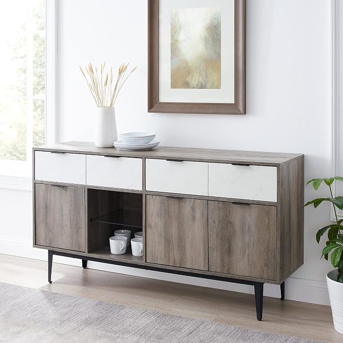 60 In Farmhouse Sideboard 2 Drawer 3 Door Grey Wash