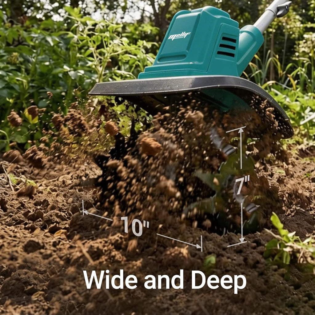 Brushless Cordless Tiller Cultivator 280RPM 10in Tilling Width 7in Depth